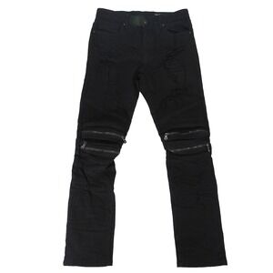 Smoke Rise Jeans Mens 33x32‎ (30x31) Black Distressed Slim Fit Straight Tapered